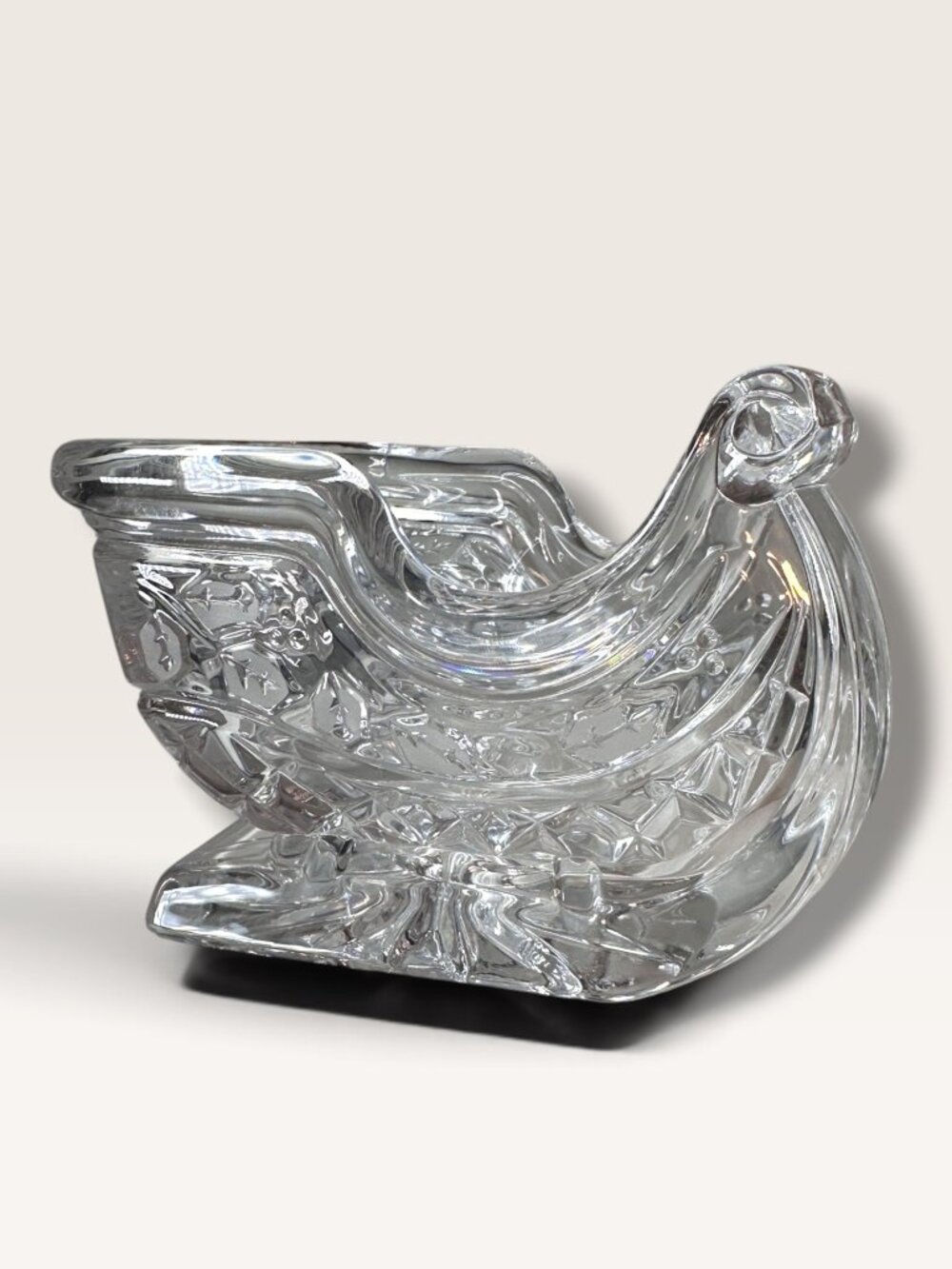 Bohemia Crystal Sleigh Figurine 6.5" Decorative Clear Glass Table Decor Gift Box